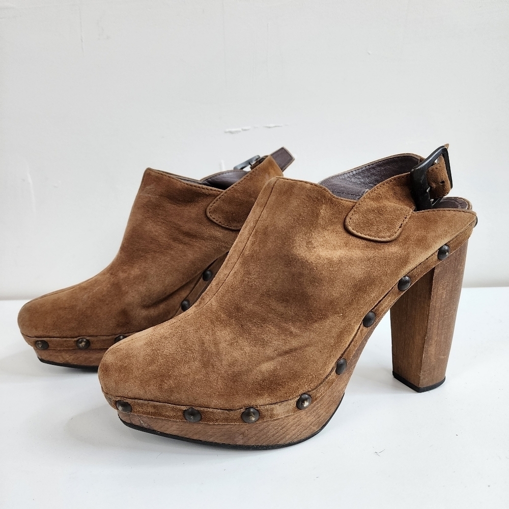 Castaner Brown Suede Women's Clogs, Size 38